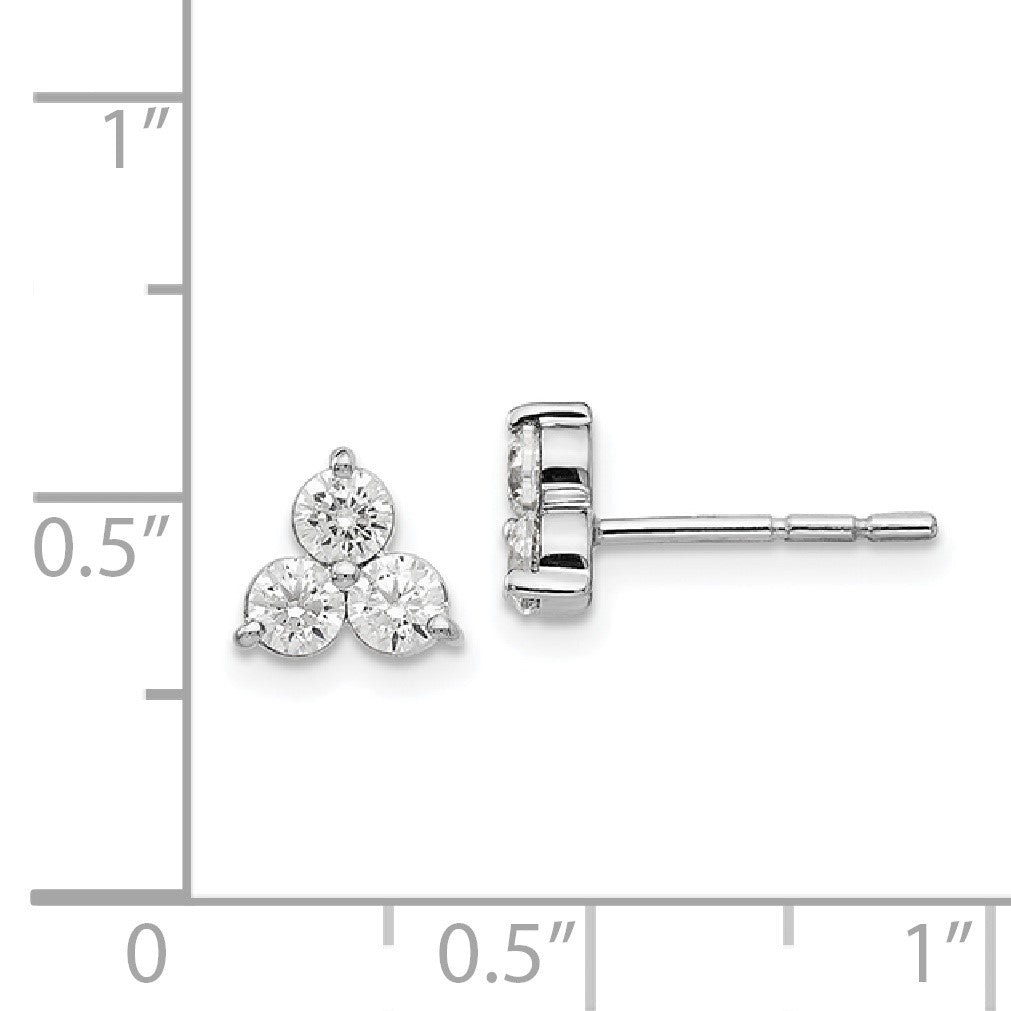 14K Weißgold Ohrringe mit echten Diamanten, 3 Steine
