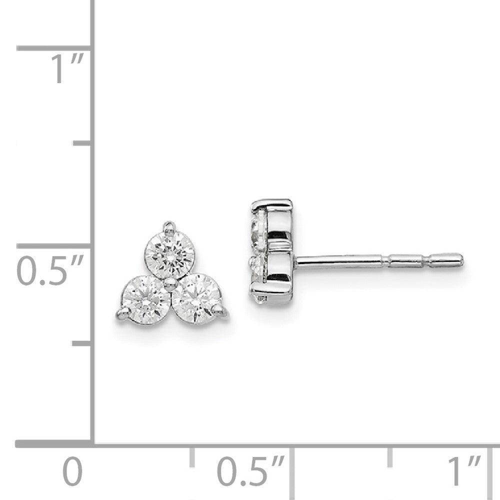14K Weißgold Ohrringe mit echten Diamanten, 3 Steine