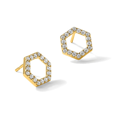 14K Gelbgold True Origin 1/2 Karat Im Labor Gezüchtet Diamant Vs Def Hexagon Ohrstecker