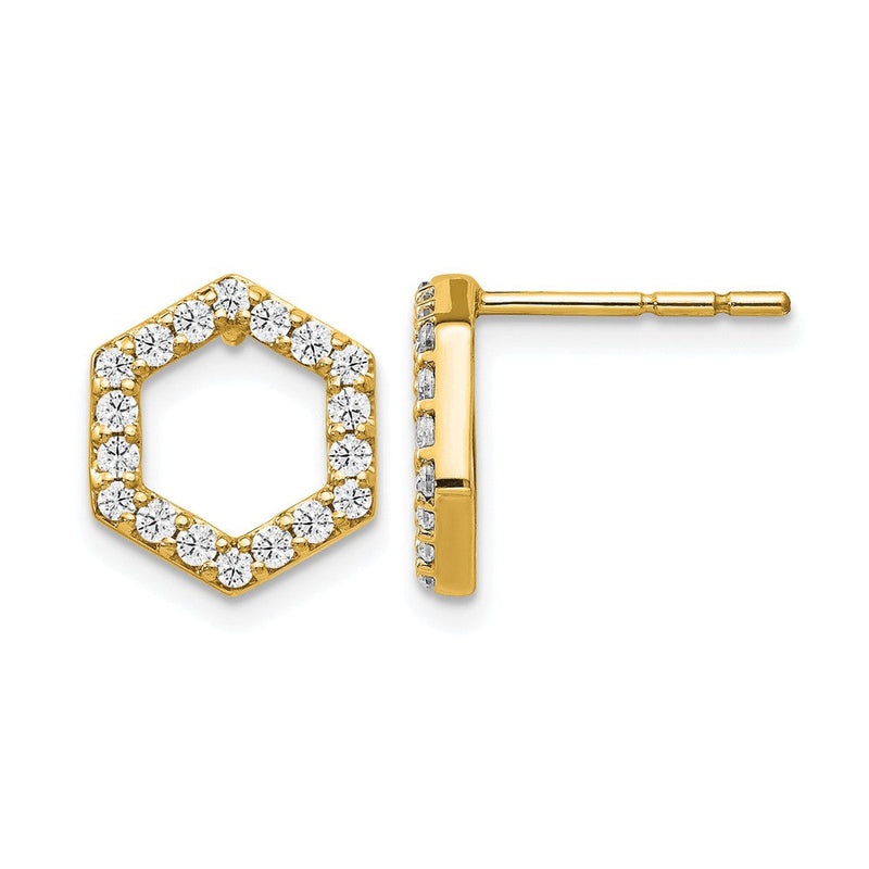 14K Gelbgold True Origin 1/2 Karat Im Labor Gezüchtet Diamant Vs Def Hexagon Ohrstecker