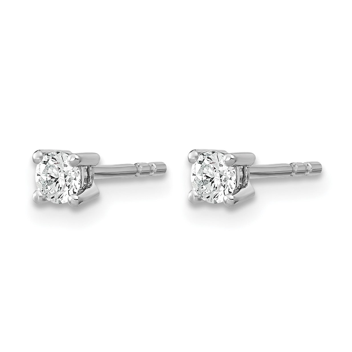 14K Weißgold Ohrstecker mit 0,10 ct. laborgezüchteten Diamanten, VS/SI+ G+, Rund, 4-Krappen-Fassung, Hohes Gewicht