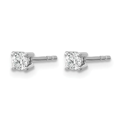 14K Weißgold Ohrstecker mit 0,10 ct. laborgezüchteten Diamanten, VS/SI+ G+, Rund, 4-Krappen-Fassung, Hohes Gewicht