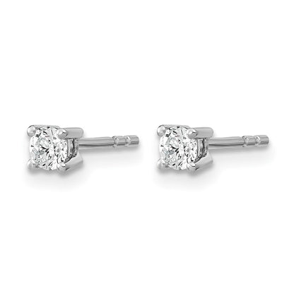 14K Weißgold Ohrstecker mit 0,10 ct. laborgezüchteten Diamanten, VS/SI+ G+, Rund, 4-Krappen-Fassung, Hohes Gewicht