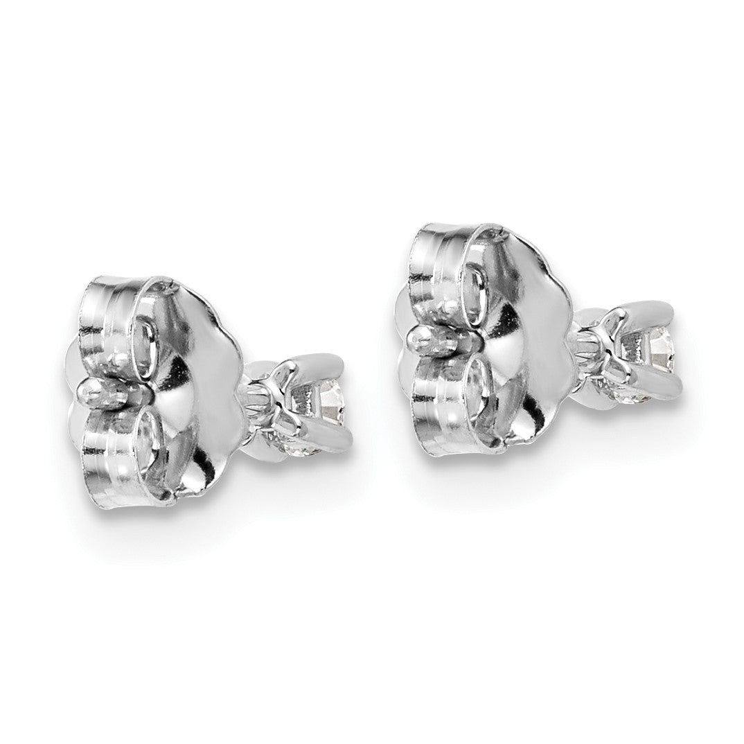 14K Weißgold Ohrstecker mit 0,10 ct. laborgezüchteten Diamanten, VS/SI+ G+, Rund, 4-Krappen-Fassung, Hohes Gewicht