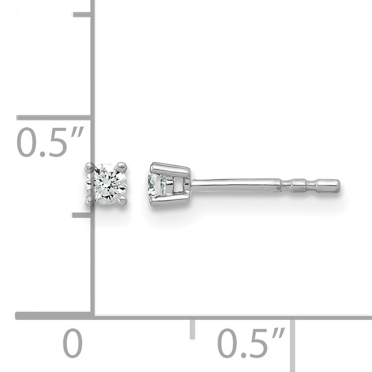 14K Weißgold Ohrstecker mit 0,10 ct. laborgezüchteten Diamanten, VS/SI+ G+, Rund, 4-Krappen-Fassung, Hohes Gewicht