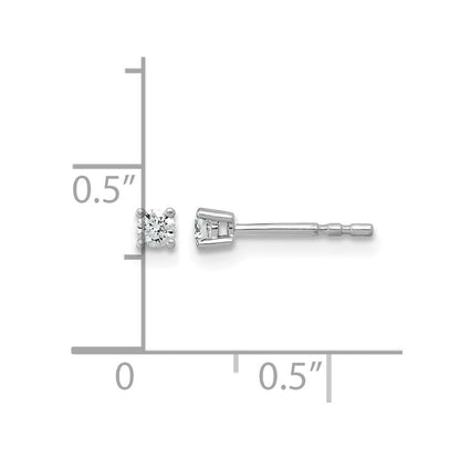 14K Weißgold Ohrstecker mit 0,10 ct. laborgezüchteten Diamanten, VS/SI+ G+, Rund, 4-Krappen-Fassung, Hohes Gewicht