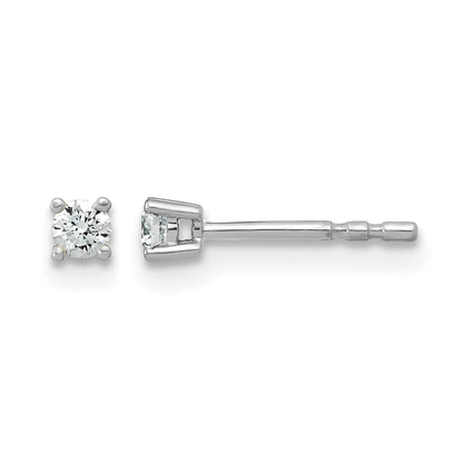 14K Weißgold Ohrstecker mit 0,10 ct. laborgezüchteten Diamanten, VS/SI+ G+, Rund, 4-Krappen-Fassung, Hohes Gewicht