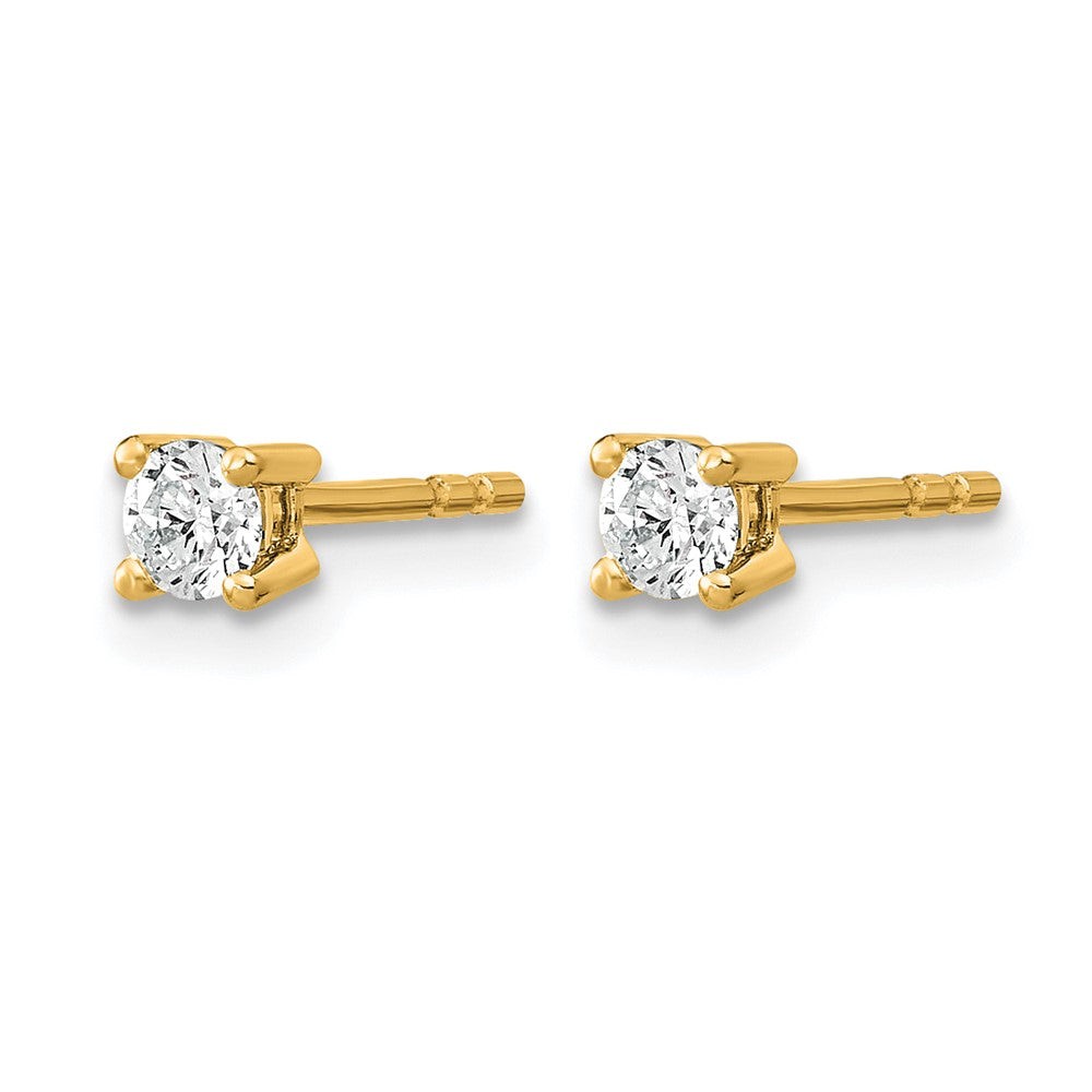 14K Gelbgold Ohrstecker mit 0,10 ct. Laborgezüchteten Diamanten VS/SI+ G+, Rund, 4-Krappen-Fassung, Hohes Gewicht