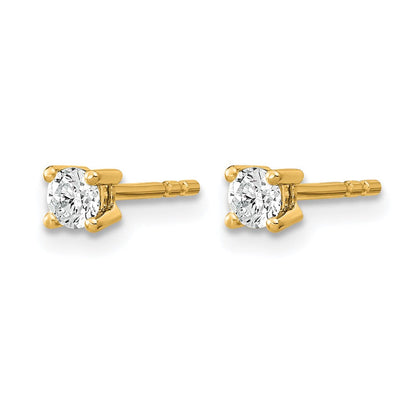 14K Gelbgold Ohrstecker mit 0,10 ct. Laborgezüchteten Diamanten VS/SI+ G+, Rund, 4-Krappen-Fassung, Hohes Gewicht