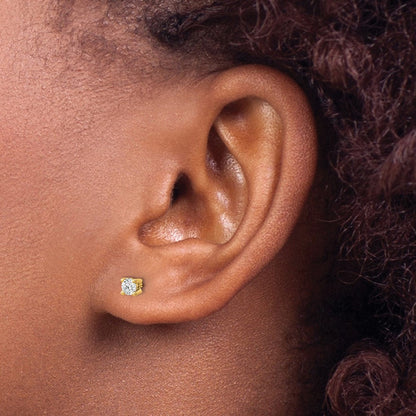 14K Gelbgold Ohrstecker mit 0,10 ct. Laborgezüchteten Diamanten VS/SI+ G+, Rund, 4-Krappen-Fassung, Hohes Gewicht