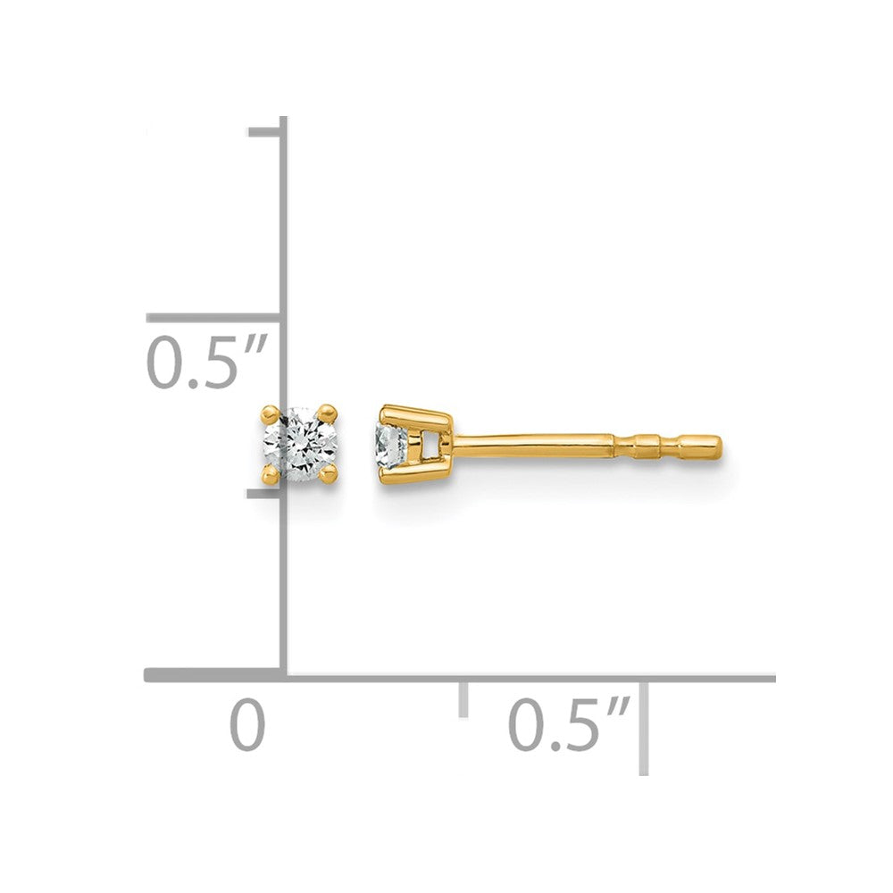 14K Gelbgold Ohrstecker mit 0,10 ct. Laborgezüchteten Diamanten VS/SI+ G+, Rund, 4-Krappen-Fassung, Hohes Gewicht
