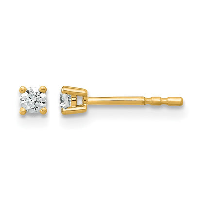 14K Gelbgold Ohrstecker mit 0,10 ct. Laborgezüchteten Diamanten VS/SI+ G+, Rund, 4-Krappen-Fassung, Hohes Gewicht