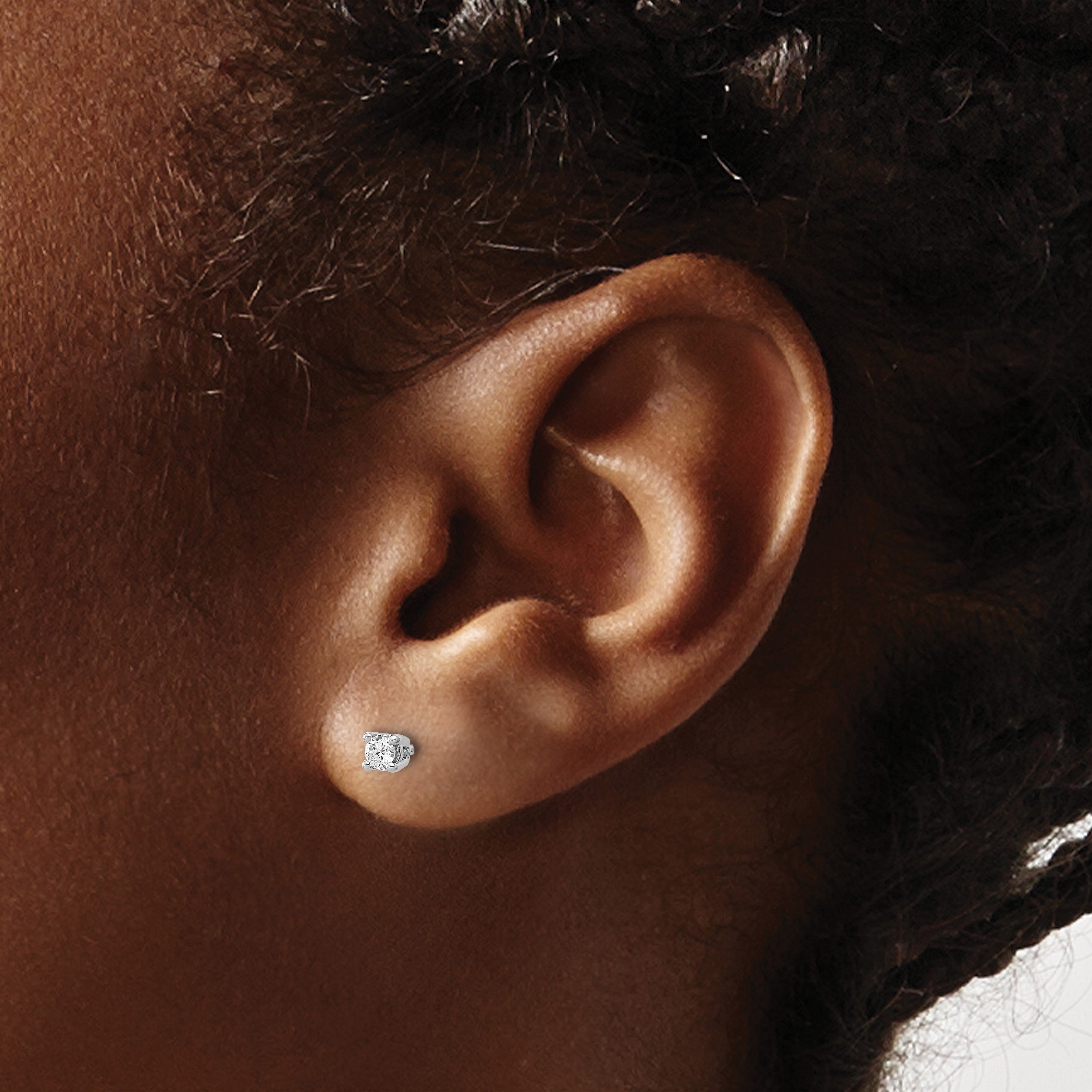 14K Weißgold Ohrstecker mit 0,17 ct. laborgezüchteten Diamanten, rund, VS/SI+ G+, 4-Krappen-Fassung, schweres Gewicht