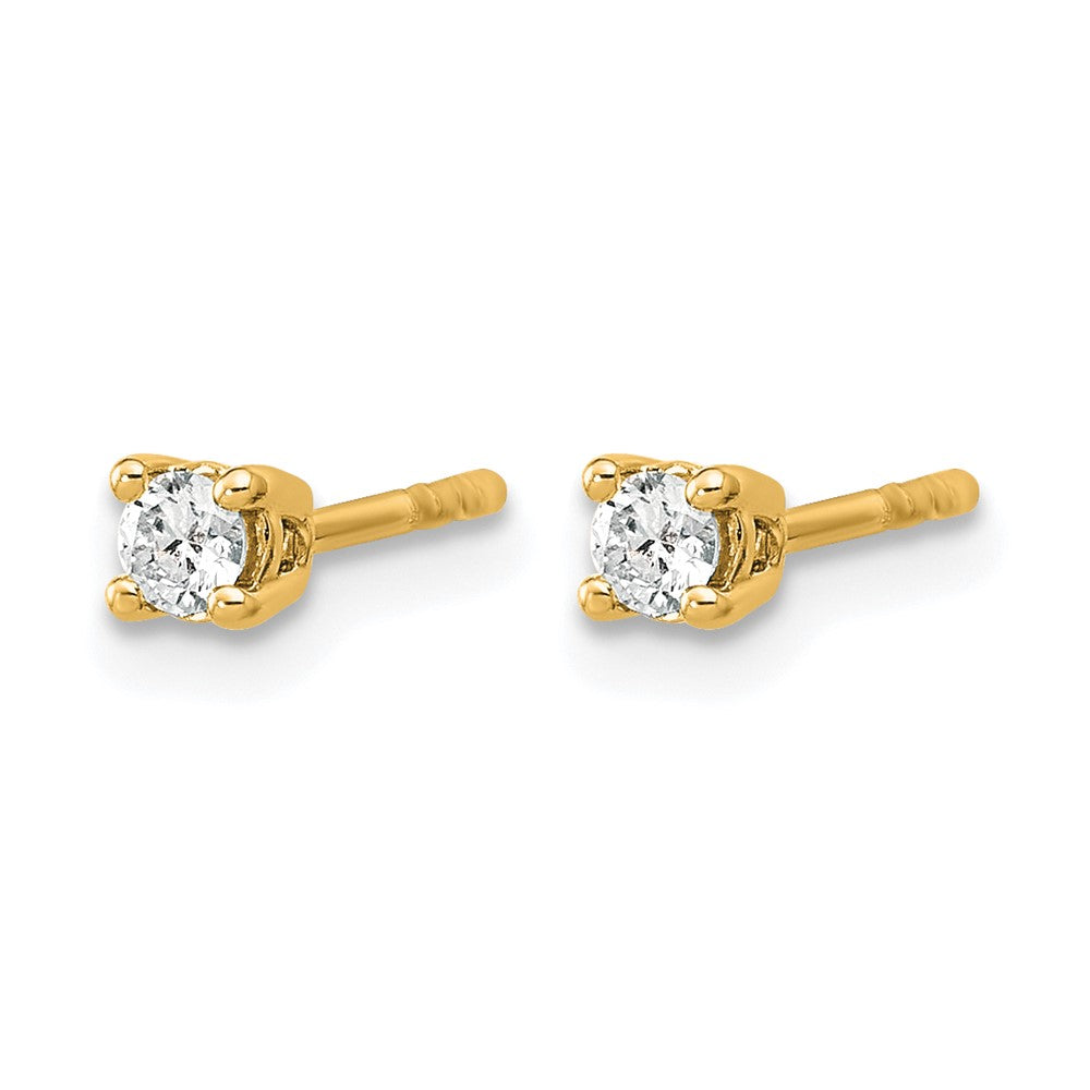 14K Gelbgold Ohrstecker mit 0,2 ct. Labor-gezüchteten Diamanten, VS/SI+, G+, rund, 4-Krappen-Fassung, schweres Gewicht