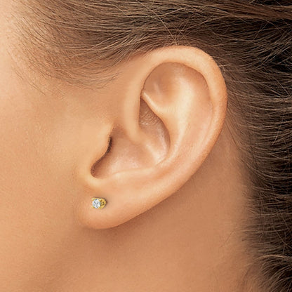 14K Gelbgold Ohrstecker mit 0,2 ct. Labor-gezüchteten Diamanten, VS/SI+, G+, rund, 4-Krappen-Fassung, schweres Gewicht