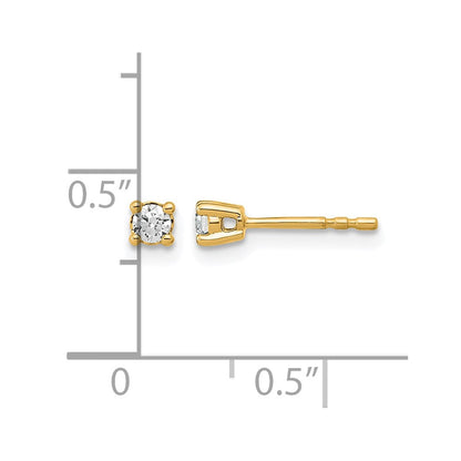 14K Gelbgold Ohrstecker mit 0,2 ct. Labor-gezüchteten Diamanten, VS/SI+, G+, rund, 4-Krappen-Fassung, schweres Gewicht