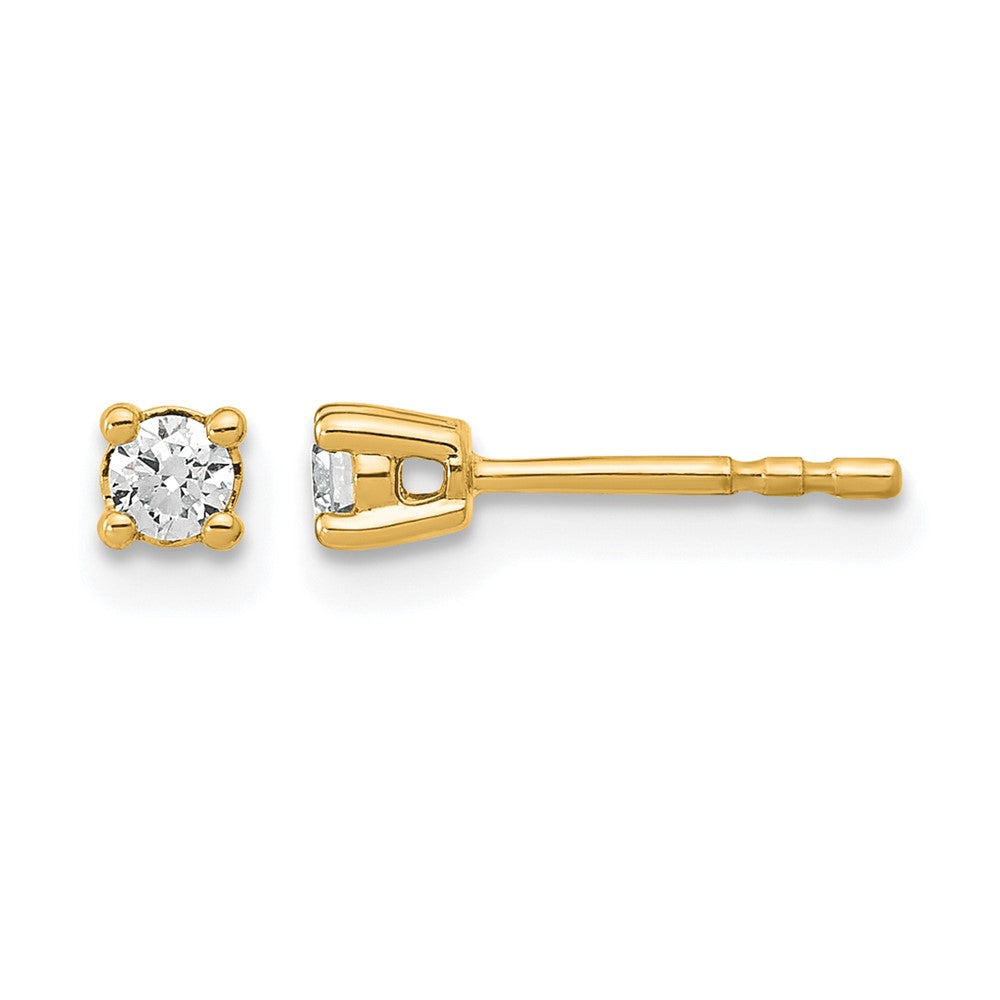 14K Gelbgold Ohrstecker mit 0,2 ct. Labor-gezüchteten Diamanten, VS/SI+, G+, rund, 4-Krappen-Fassung, schweres Gewicht