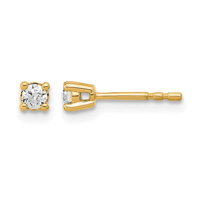 14K Gelbgold Ohrstecker mit 0,2 ct. Labor-gezüchteten Diamanten, VS/SI+, G+, rund, 4-Krappen-Fassung, schweres Gewicht