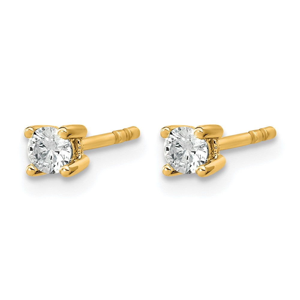 14K Gelbgold 0,2 ct. zertifizierte im Labor gezüchtete Diamant-Ohrstecker VS/SI+ G+ Rund mit Vierzack-Fassung
