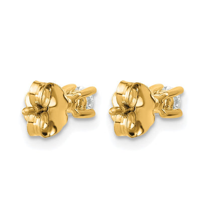 14K Gelbgold 0,2 ct. zertifizierte im Labor gezüchtete Diamant-Ohrstecker VS/SI+ G+ Rund mit Vierzack-Fassung
