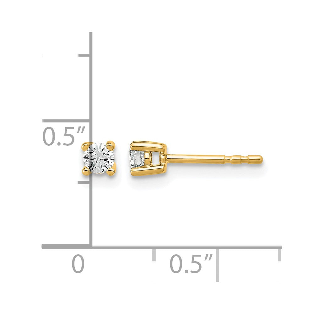 14K Gelbgold Ohrstecker mit 0,2 ct. laborgezüchteten Diamanten VS/SI+ G+, rund, 4-Krappen-Fassung, schweres Gewicht