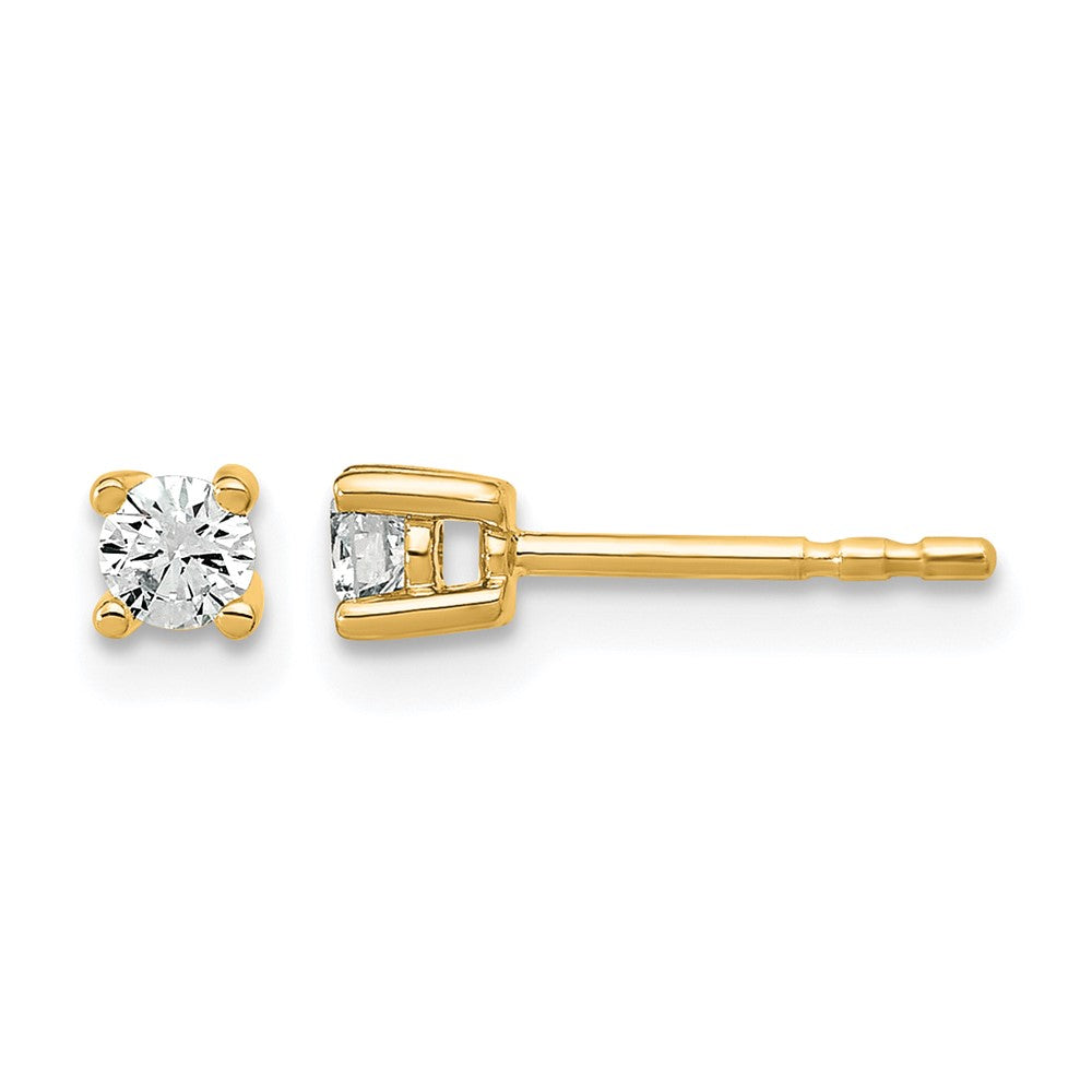 14K Gelbgold 0,2 ct. zertifizierte im Labor gezüchtete Diamant-Ohrstecker VS/SI+ G+ Rund mit Vierzack-Fassung