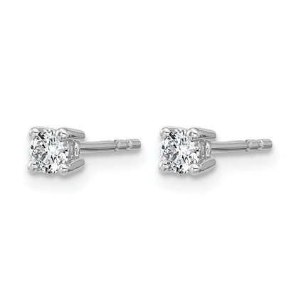 14K Weißgold Ohrstecker mit 0,25 ct. Laborgezüchteten Diamanten im Rundschliff, VS/SI+ G+, 4-Krappen-Fassung, schweres Gewicht