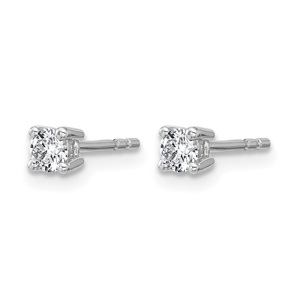 14K Weißgold Ohrstecker mit 0,25 ct. Laborgezüchteten Diamanten im Rundschliff, VS/SI+ G+, 4-Krappen-Fassung, schweres Gewicht