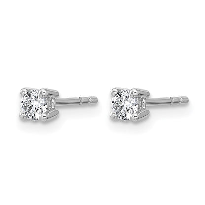 14K Weißgold Ohrstecker mit 0,25 ct. Laborgezüchteten Diamanten im Rundschliff, VS/SI+ G+, 4-Krappen-Fassung, schweres Gewicht