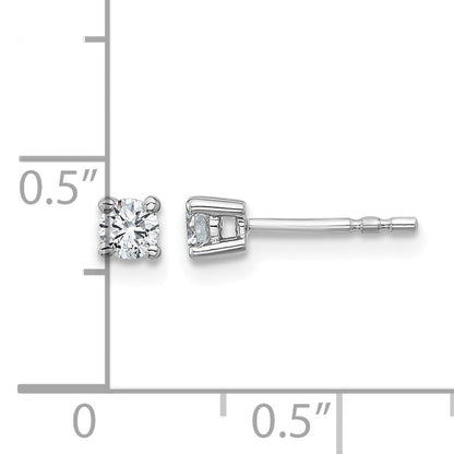 14K Weißgold Ohrstecker mit 0,25 ct. Laborgezüchteten Diamanten im Rundschliff, VS/SI+ G+, 4-Krappen-Fassung, schweres Gewicht