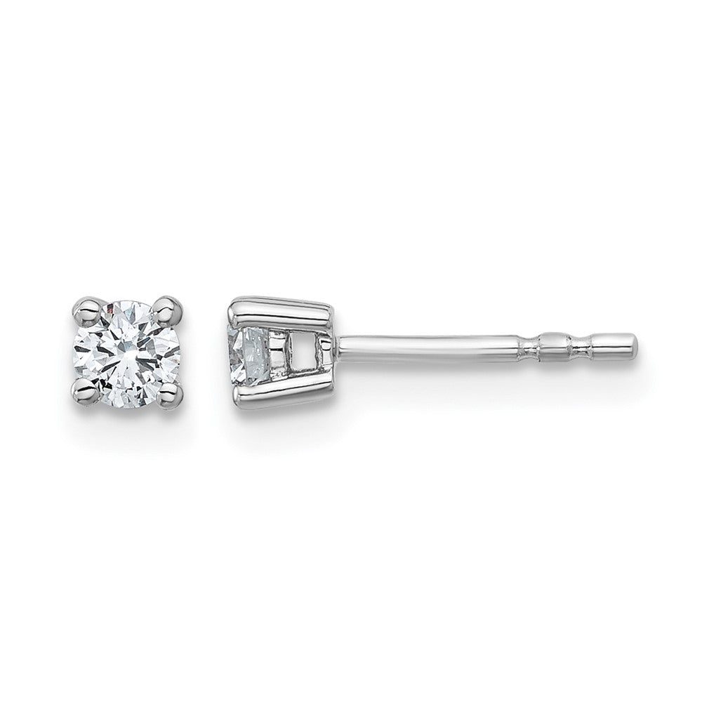 14K Weißgold Ohrstecker mit 0,25 ct. Laborgezüchteten Diamanten im Rundschliff, VS/SI+ G+, 4-Krappen-Fassung, schweres Gewicht
