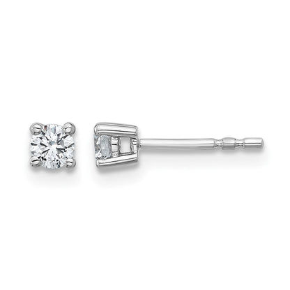 14K Weißgold Ohrstecker mit 0,25 ct. Laborgezüchteten Diamanten im Rundschliff, VS/SI+ G+, 4-Krappen-Fassung, schweres Gewicht