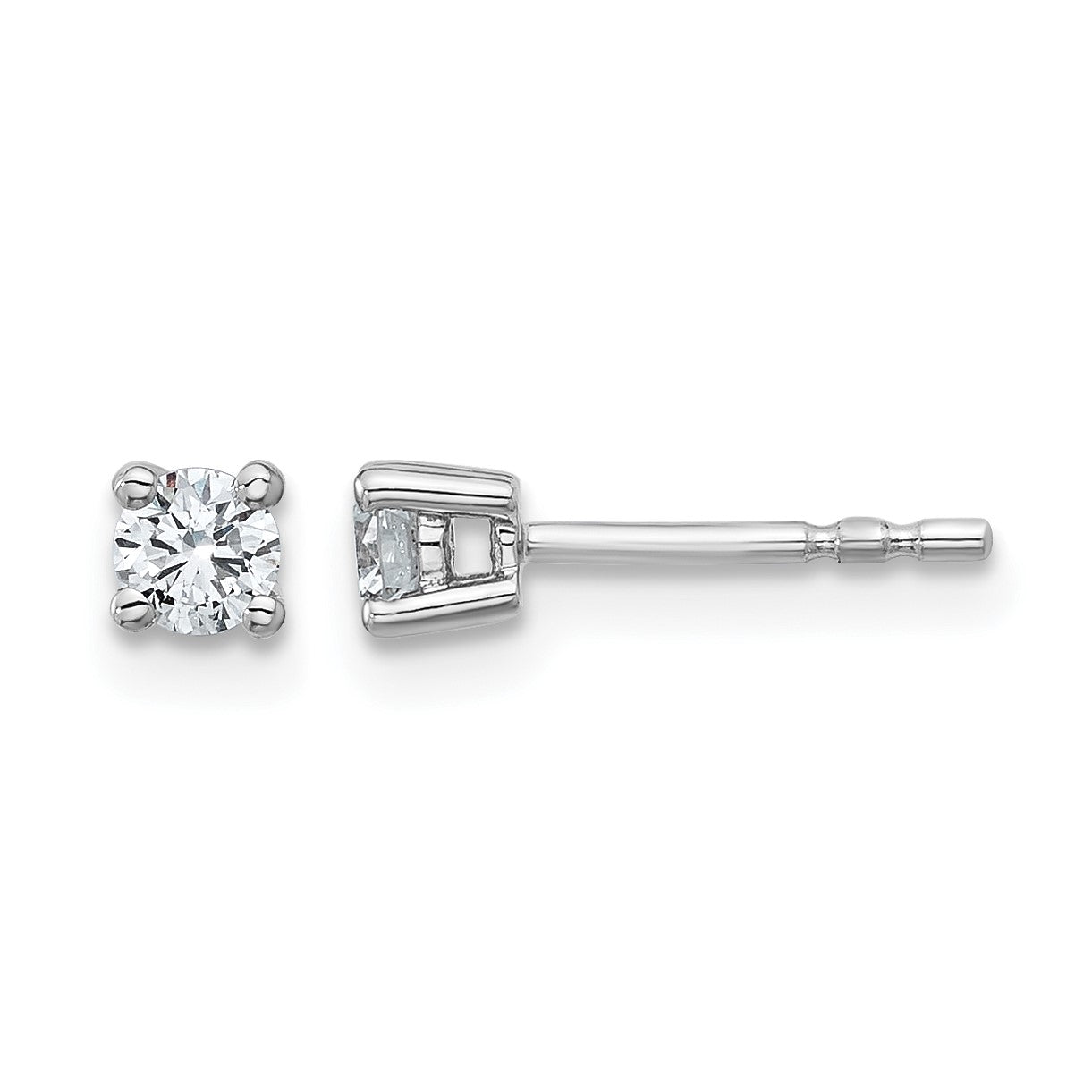14K Weißgold Ohrstecker mit 0,25 ct. Laborgezüchteten Diamanten im Rundschliff, VS/SI+ G+, 4-Krappen-Fassung, schweres Gewicht