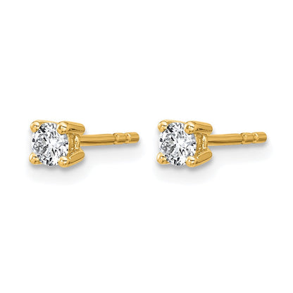 14K Gelbgold Ohrstecker mit 0,25 ct. zertifiziertem, im Labor gezüchtetem Diamant, VS/SI+ G+, rund, Vierzack-Fassung
