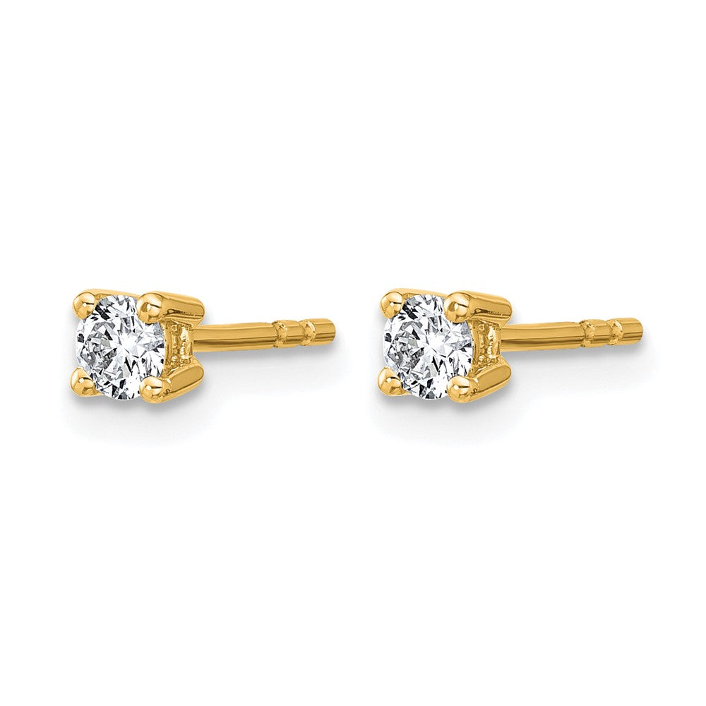 14K Gelbgold Ohrstecker mit 0,25 ct. laborgezüchteten Diamanten VS/SI+ G+, rund, 4-Krappen-Fassung, schwere Ausführung