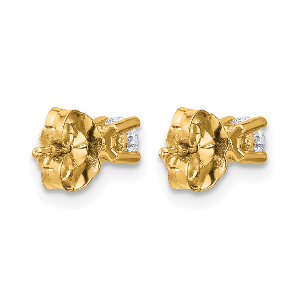 14K Gelbgold Ohrstecker mit 0,25 ct. zertifiziertem, im Labor gezüchtetem Diamant, VS/SI+ G+, rund, Vierzack-Fassung