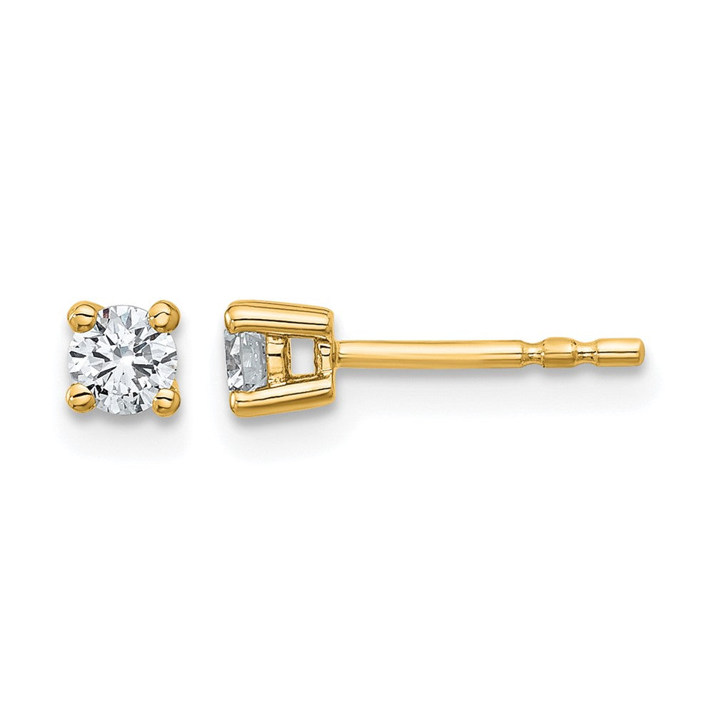 14K Gelbgold Ohrstecker mit 0,25 ct. zertifiziertem, im Labor gezüchtetem Diamant, VS/SI+ G+, rund, Vierzack-Fassung