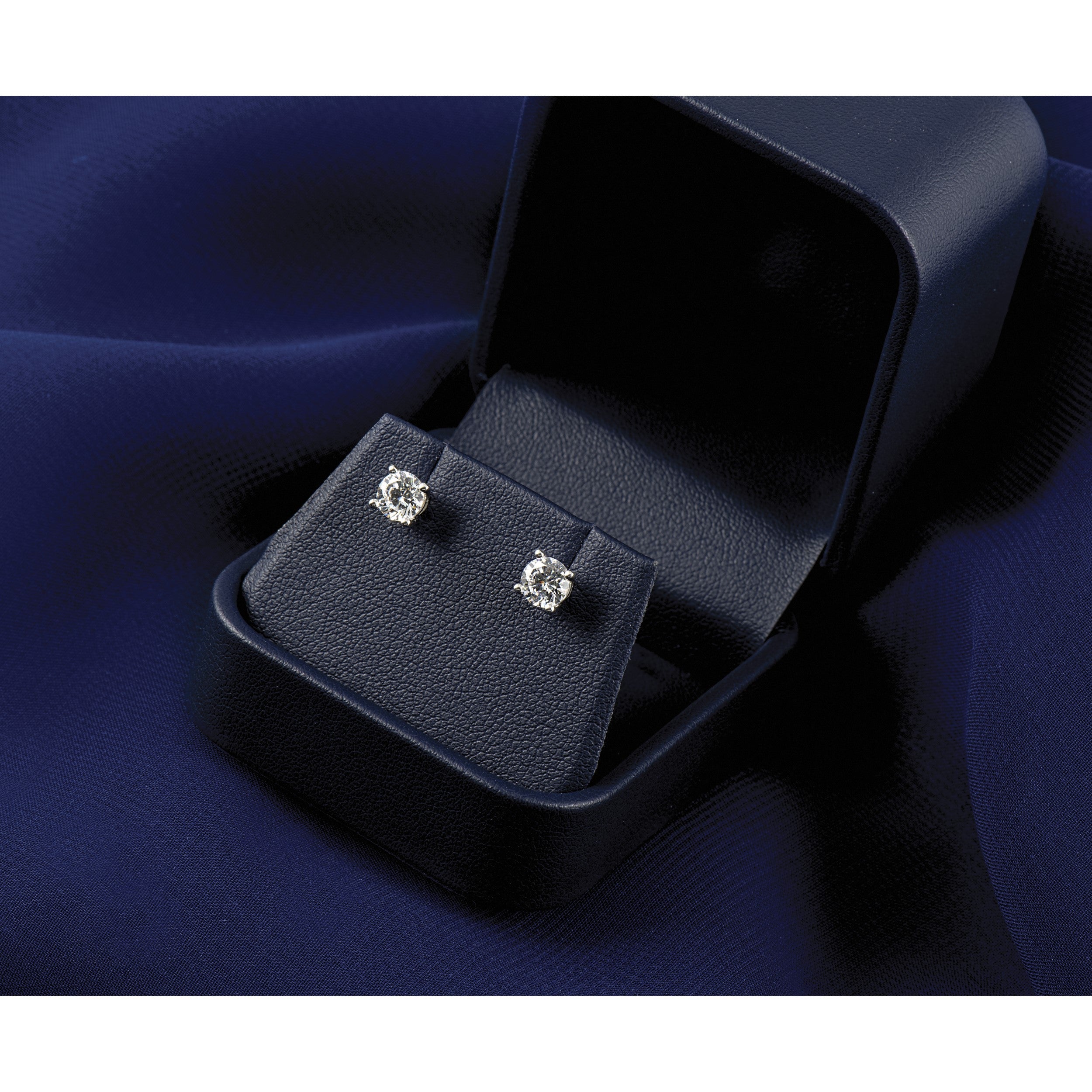 14K Weißgold Ohrstecker mit 0,5 ct. zertifizierten, im Labor gezüchteten Diamanten, VS/SI+ G+, rund, 4-Krappen-Fassung, hohes Gewicht