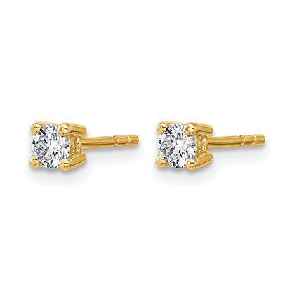 14K Gelbgold Ohrstecker mit 0,33 ct. zertifizierten, im Labor gezüchteten Diamanten VS/SI+ G+, rund, Vier-Krappen-Fassung, mit Stift