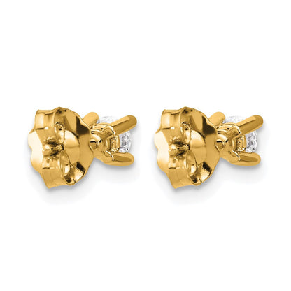14K Gelbgold Ohrstecker mit 0,33 ct. zertifizierten, im Labor gezüchteten Diamanten VS/SI+ G+, rund, Vier-Krappen-Fassung, mit Stift