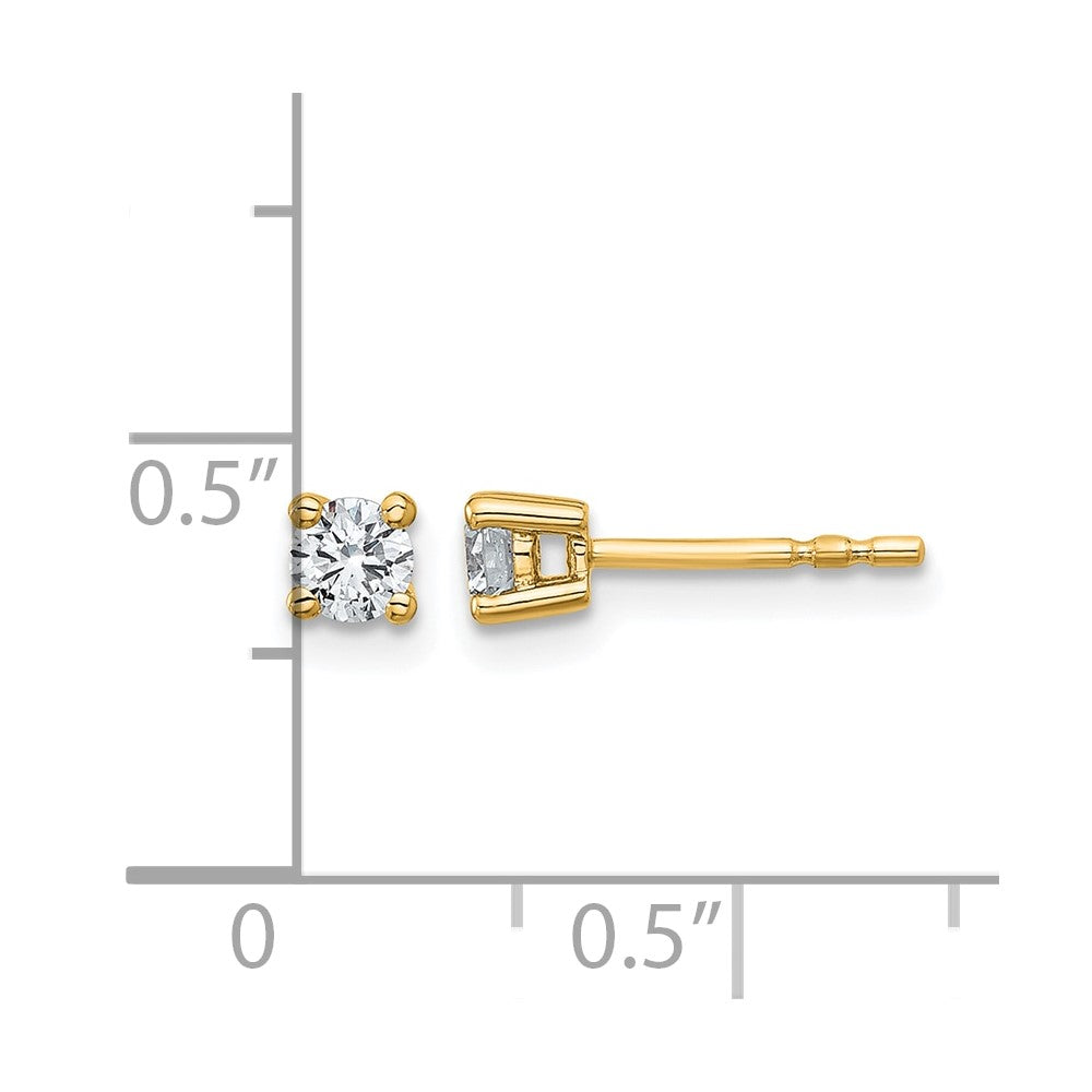 14K Gelbgold Ohrstecker mit 0,33 ct. zertifizierten, im Labor gezüchteten Diamanten VS/SI+ G+, rund, Vier-Krappen-Fassung, mit Stift