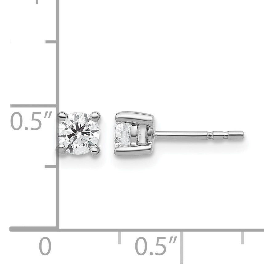 14K Weißgold Ohrstecker mit 0,5 ct. im Labor gezüchteten Diamanten, VS/SI+ G+, rund, 4-Krappen-Fassung, schweres Gewicht