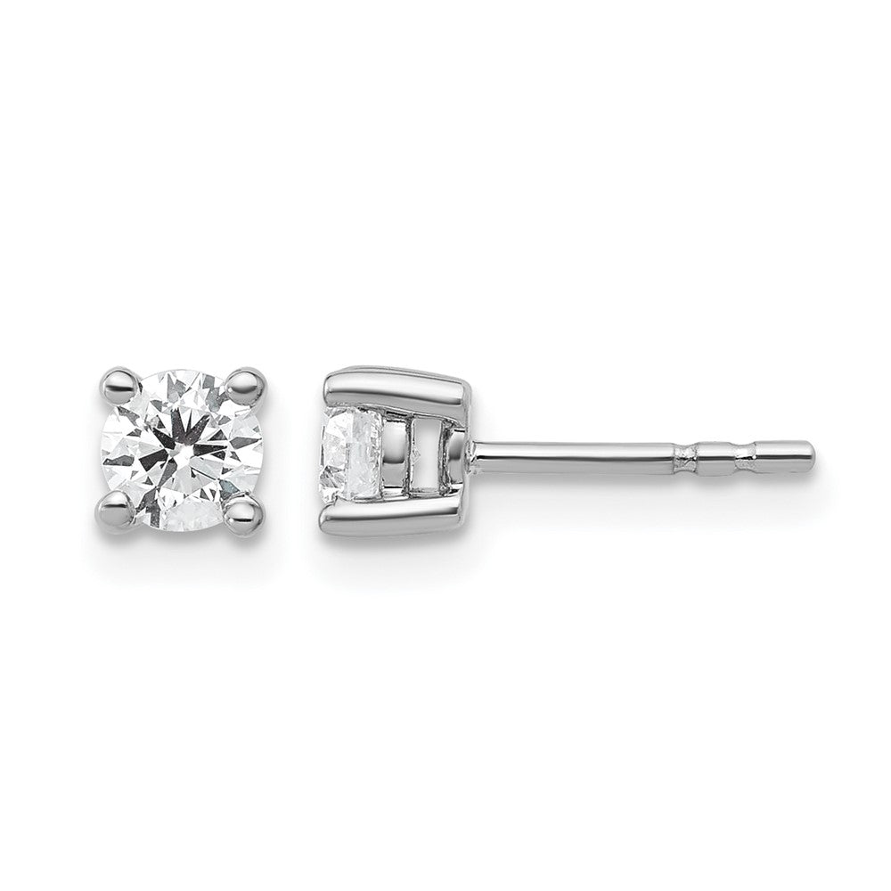 14K Weißgold Ohrstecker mit 0,5 ct. im Labor gezüchteten Diamanten, VS/SI+ G+, rund, 4-Krappen-Fassung, schweres Gewicht