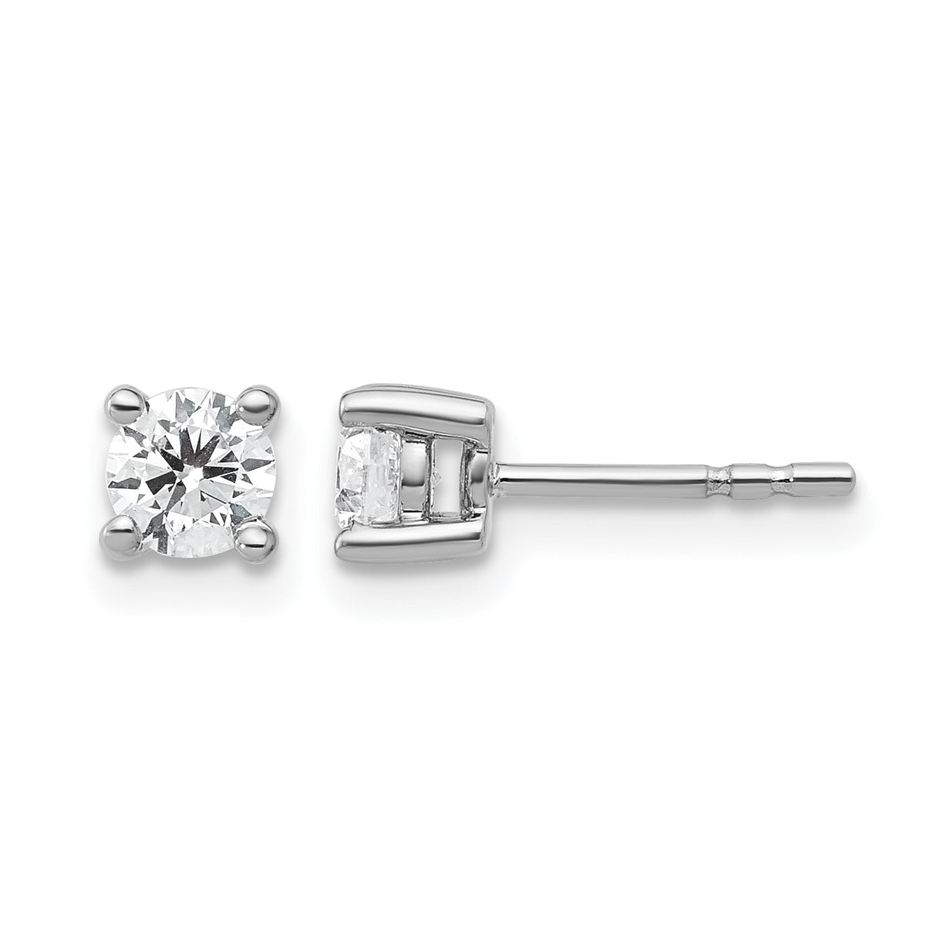 14K Weißgold Ohrstecker mit 0,5 ct. im Labor gezüchteten Diamanten, VS/SI+ G+, rund, 4-Krappen-Fassung, schweres Gewicht
