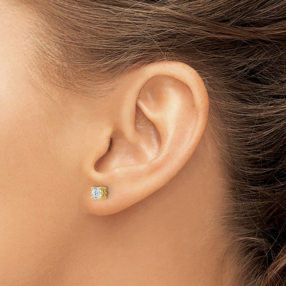 14K Gelbgold 0,5 ct. Zertifizierte Laborgezüchtete Diamant-Ohrstecker VS/SI+ G+, Rund, 4-Krappen-Fassung, Schweres Gewicht