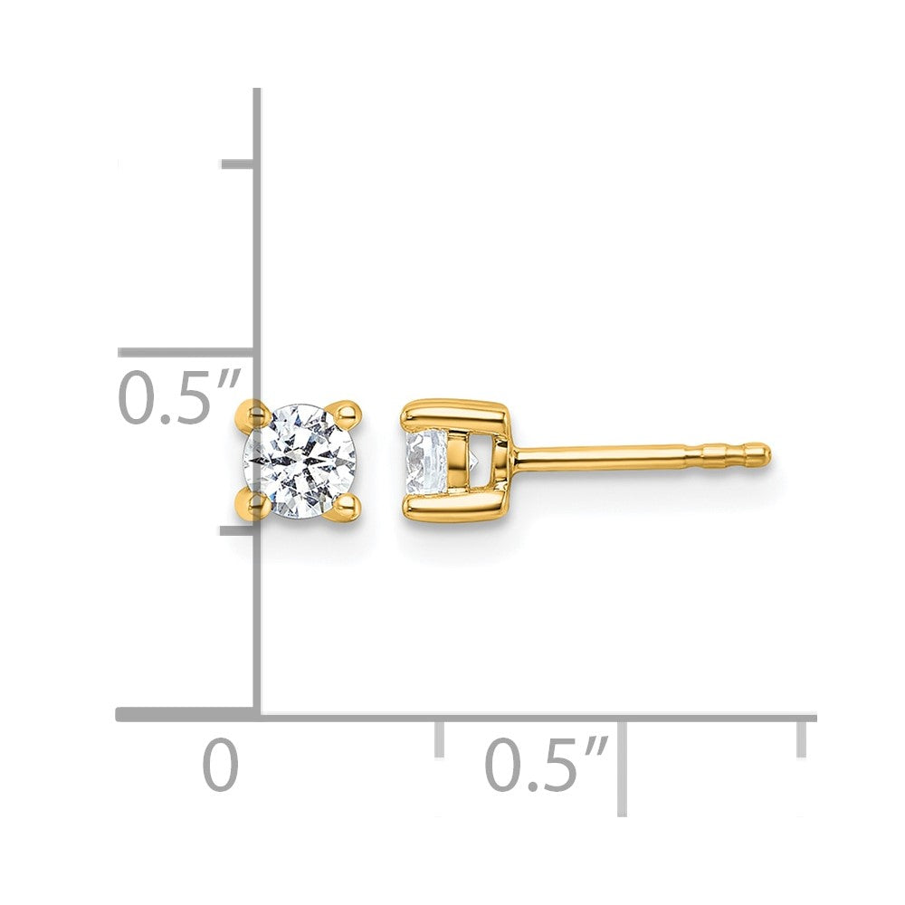 14K Gelbgold 0,5 ct. Zertifizierte Laborgezüchtete Diamant-Ohrstecker VS/SI+ G+, Rund, 4-Krappen-Fassung, Schweres Gewicht