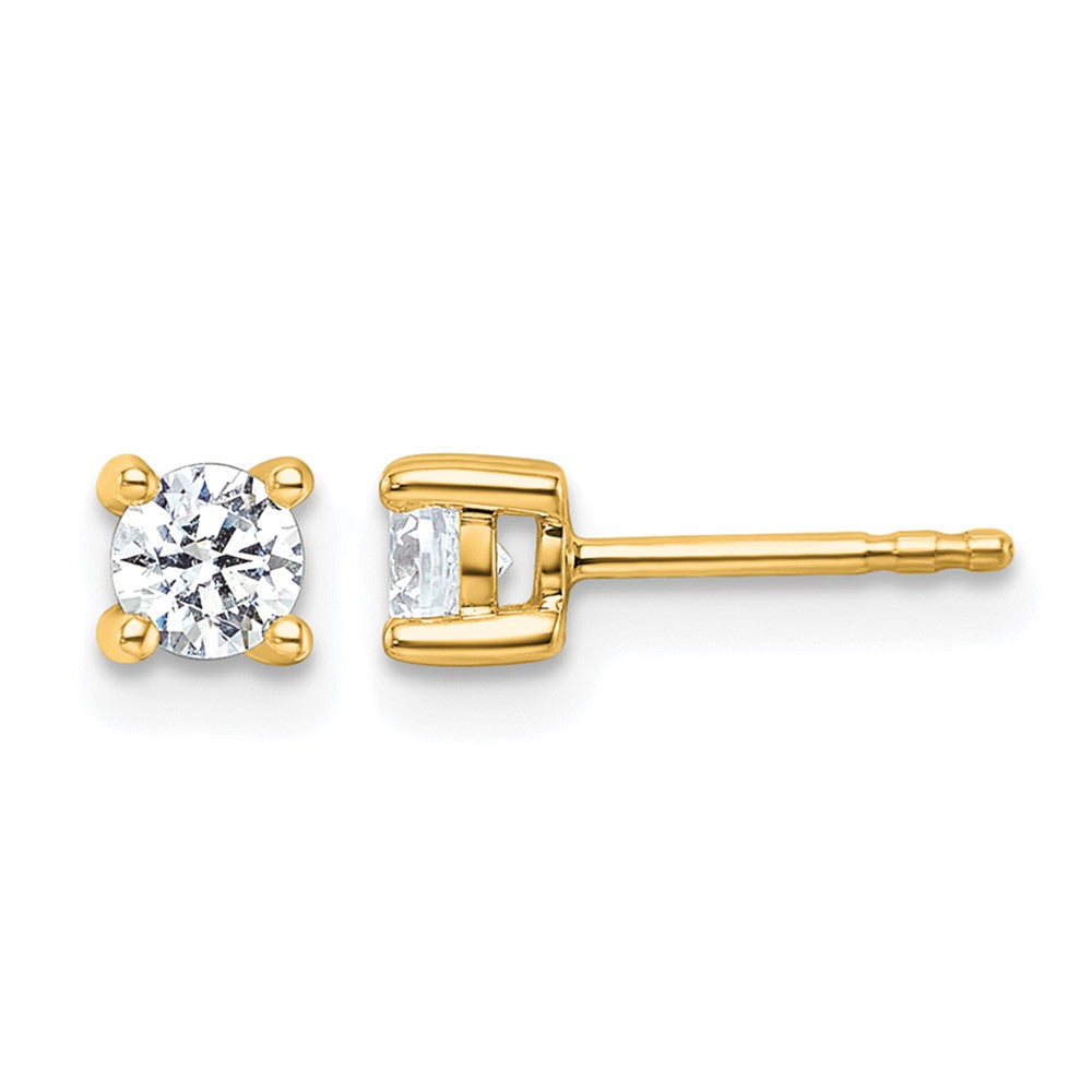 14K Gelbgold 0,5 ct. Zertifizierte Laborgezüchtete Diamant-Ohrstecker VS/SI+ G+, Rund, 4-Krappen-Fassung, Schweres Gewicht