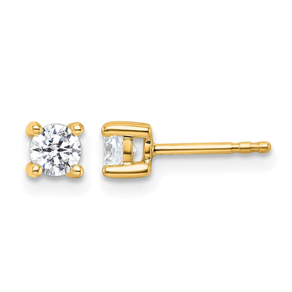 14K Gelbgold 0,5 ct. Zertifizierte Laborgezüchtete Diamant-Ohrstecker VS/SI+ G+, Rund, 4-Krappen-Fassung, Schweres Gewicht