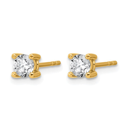 14K Gelbgold 0,66 ct. zertifizierte im Labor gezüchtete Diamant-Ohrstecker mit rundem Schliff, VS/SI+, G+, Vierzack-Fassung, Ohrstecker mit Steckverschluss