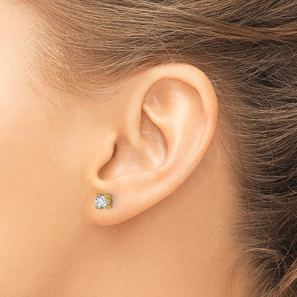 14K Gelbgold Ohrstecker mit 0,67 ct. Laborgezüchteten Diamanten, VS/SI+ G+, Rund, 4-Krappen-Fassung, Schwere Ausführung